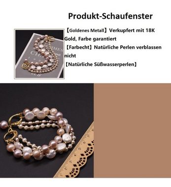 DTC GmbH Bettelarmband Barockes Perlenarmband,Süßwasserperlen-Armband in zwei Schichten (Die Weichheit der Perlen und die kalte Härte des Metalls verschmelzen miteinander und schaffen ein einzigartiges Gleichgewicht, das der Halskette einen stilvollen Look verleiht., 1-tlg)