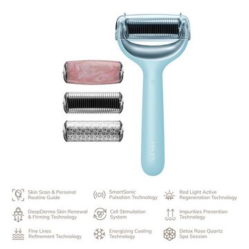 GESKE German Beauty Tech Micro-Needling SmartAppGuided™ MicroNeedle Face & Body Roller 9 in 1, Packung (Gerät & USB-Ladekabel), 5-tlg., Gerät inkl. kostenloser APP (SmartAppGuided Device), Mit der GESKE App erhältst Du deine personalisierte Hautpflegeroutine.