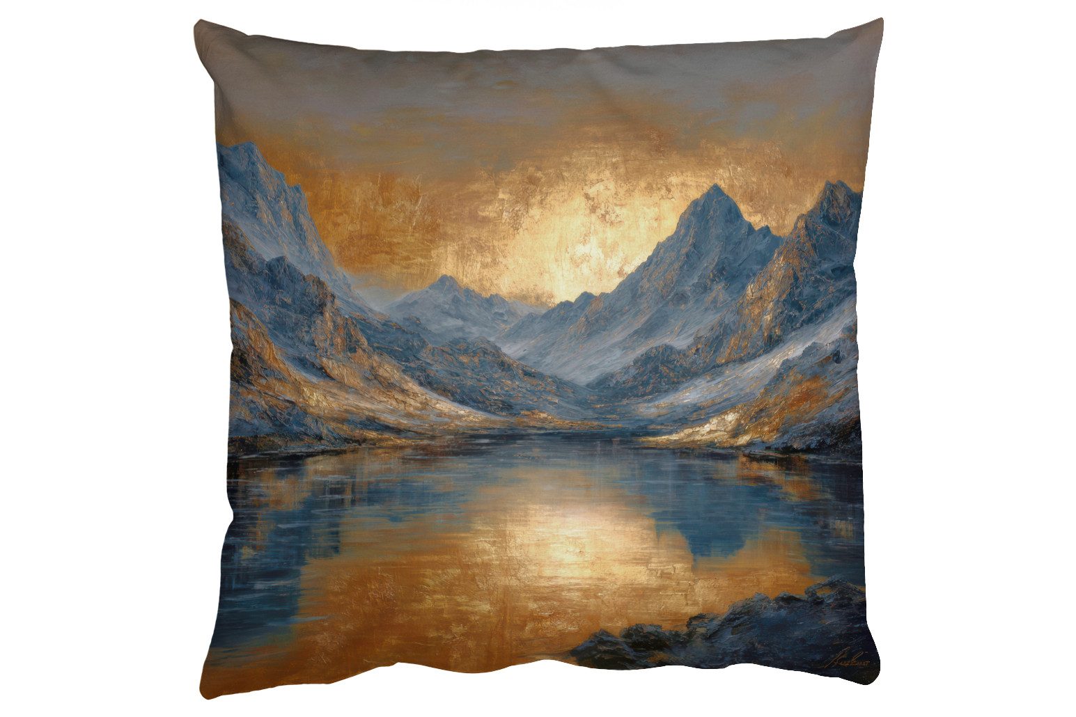 MuchoWow Dekokissen Bergkulisse mit goldenem Sonnenuntergang, Zierkissen, Deko Kissen mit Füllung, Sofakissen, 60x60 cm