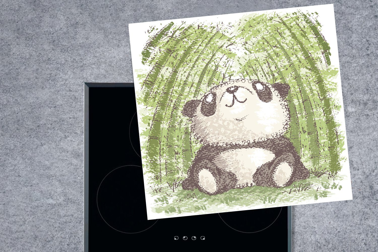 MuchoWow Herdblende-/Abdeckplatte Bambus Panda Wald, - küche für Arbeitsplatte - Ceranfeldabdeckung, 78x78 Vinyl, tlg), cm, (1