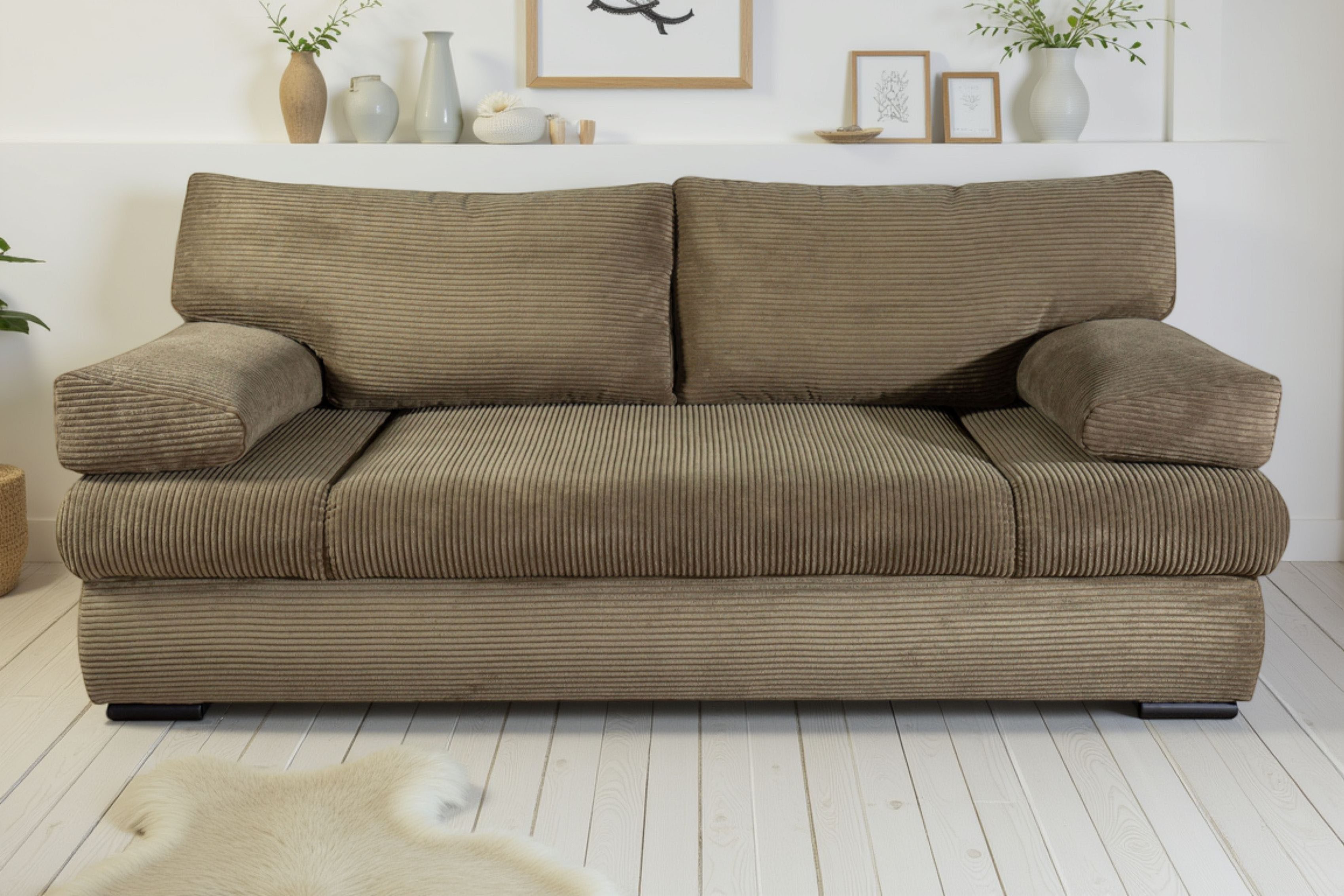 COLLECTION AB Schlafsofa Tina, B: 200 cm, Liegefl. 146x200 cm, Schlaffunktion, Bettkasten & 2 Armlehnenkissen, Federkern