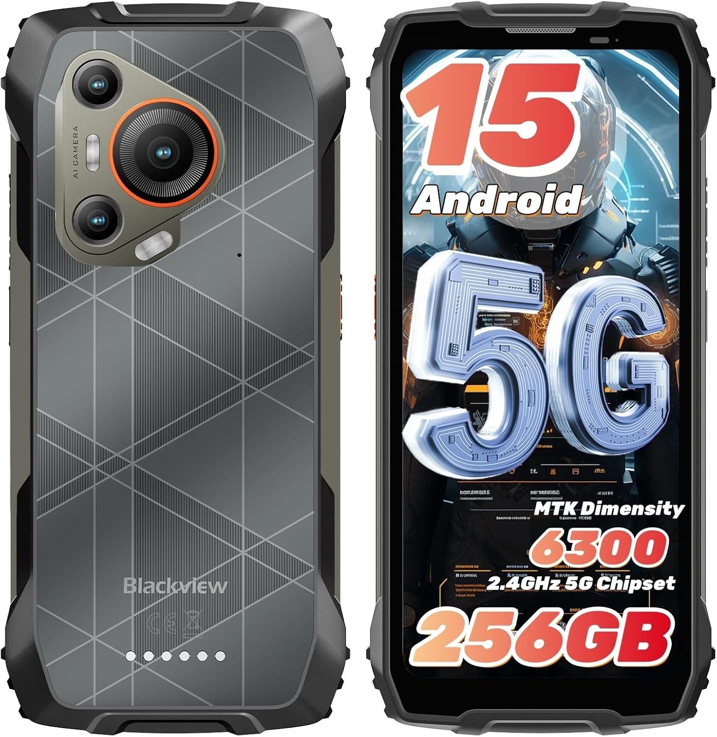 blackview BL7000 Android 15, 5G, AI, Outdoor Smartphone (50 MP Kamera, 6.78”, 2.4K, 750Nits, 120Hz, Dimensity 6300, NFC,7500mAh, 33W)