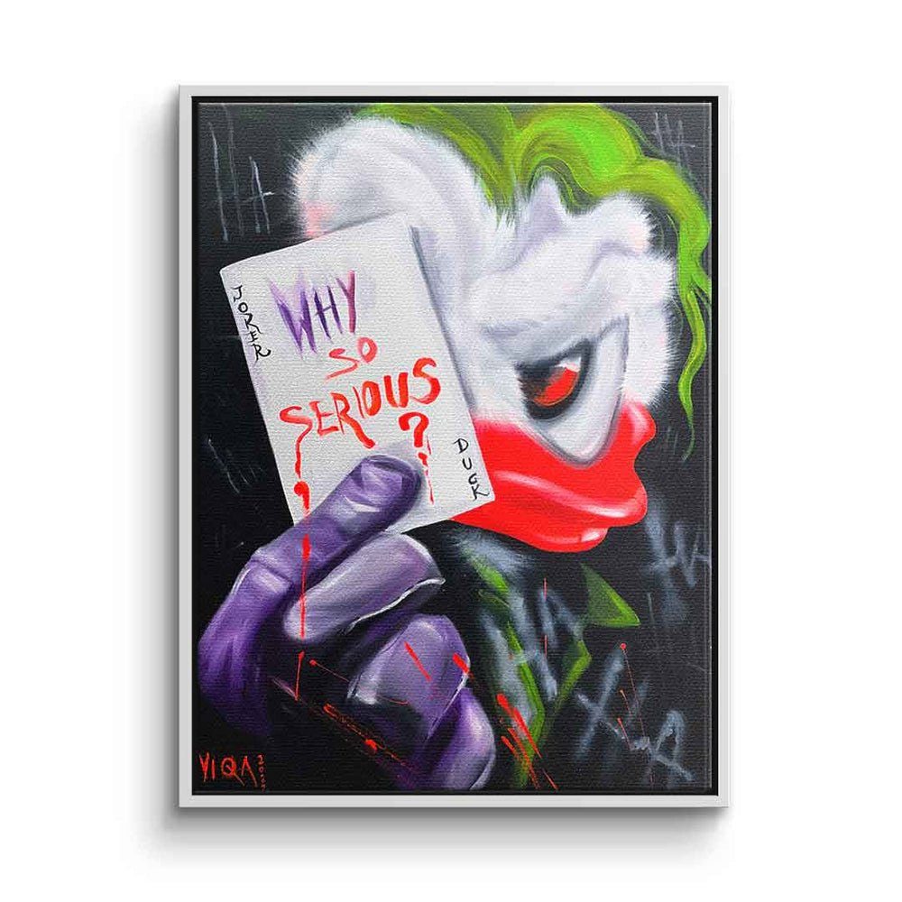 DOTCOMCANVAS® Leinwandbild, Leinwandbild Joker Duck Why so serious by Viqa Art mit premium Rahmen weißer Rahmen