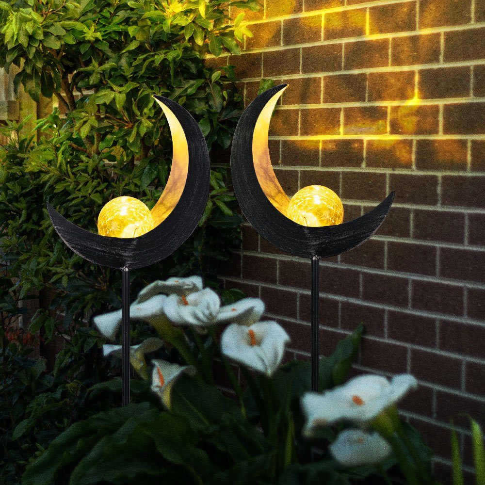 fest LED Lampe Beleuchtung Leuchte LED-Leuchtmittel etc-shop Solarleuchte, Dekoration Solar Außen LED Design Mond Steck verbaut,