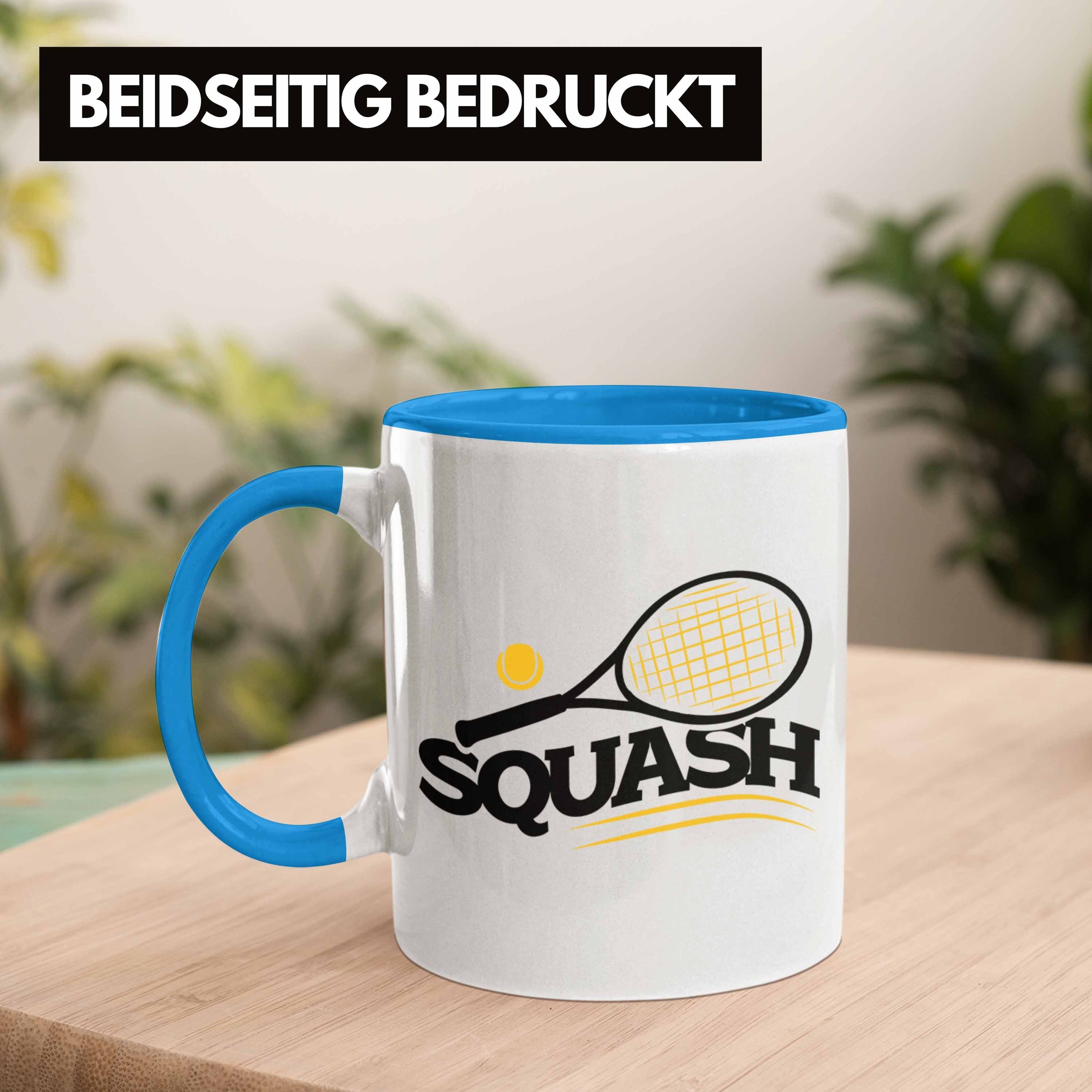 Trendation Blau Squash-Tasse Lustige Tasse Geschenk Squash-Spieler für