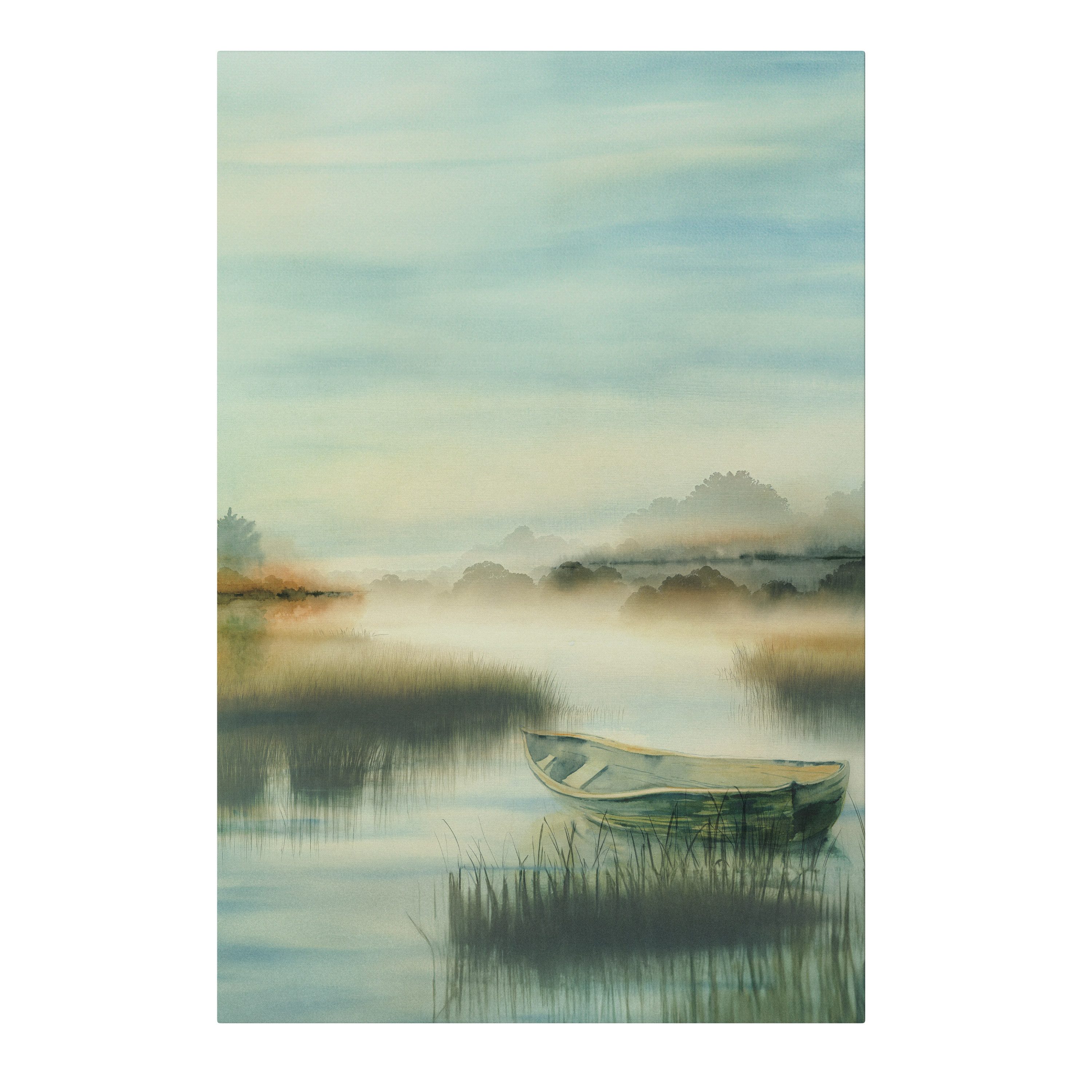 SPACEREBELS Leinwandbild MORNING BY THE LAKE, Landschaft (1 St), 3 cm Keilrahmen, Baumwollleinwand