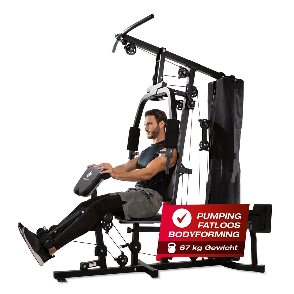 FitEngine Kraftstation Trainingsstation Power & Fitnessstation Homegym, Kraftstation für den ganzen Körper,  Gewichte bis zu 67 kg