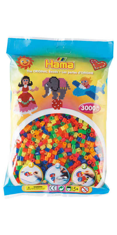 Hama Perlen Bügelperlen, 3000 Stück, neon-Mix