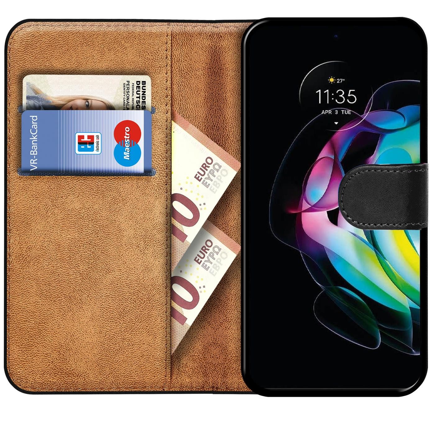 CoolGadget Handyhülle Wallet Klapp Tasche Book Case für Motorola Edge 20 pro 6,7 Zoll, Hülle Klapphülle Flip Cover Etui Schutzhülle