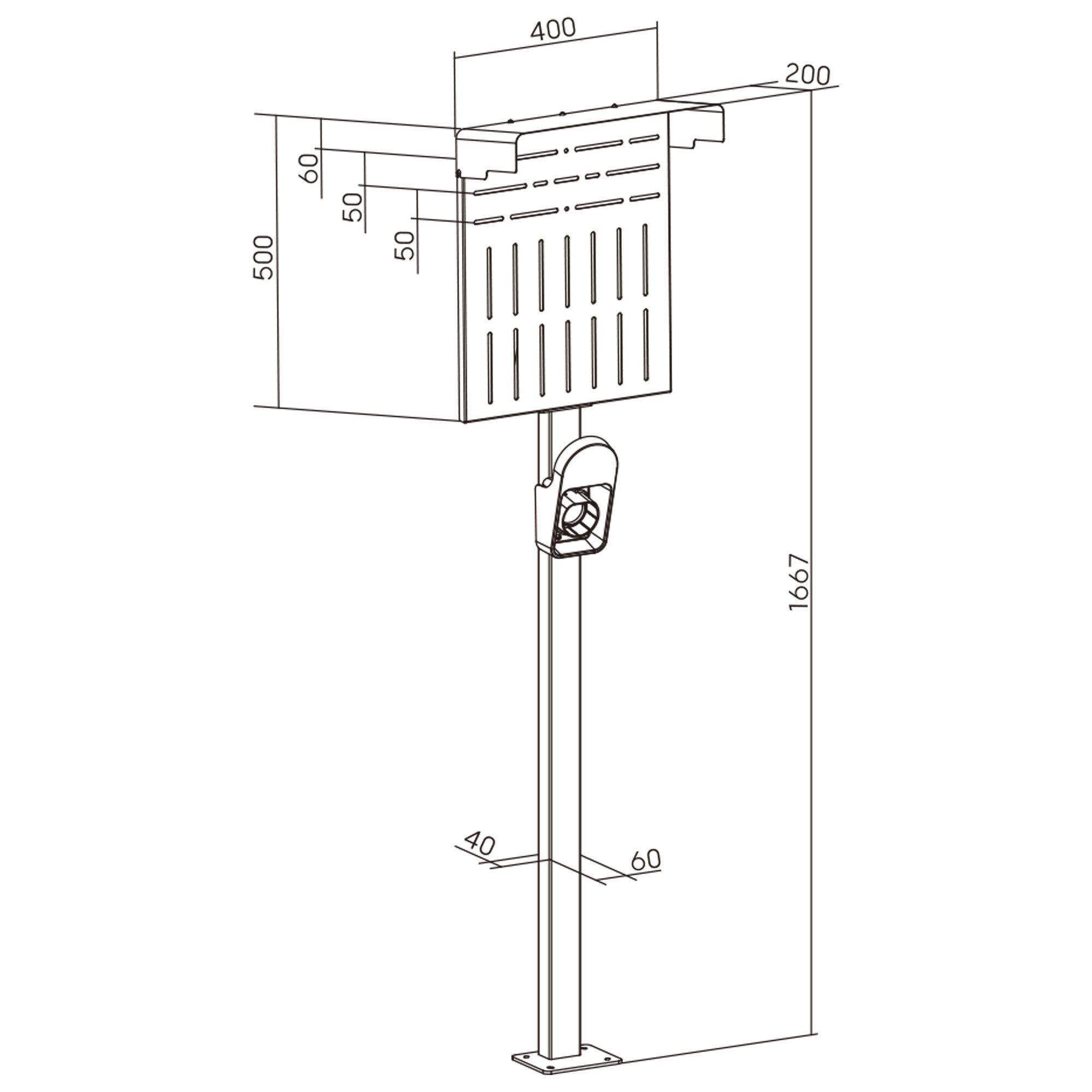 Inline Elektroauto-Ladestation Universal Wallbox-Standfuß XL mit EV-Ladekabel Hal