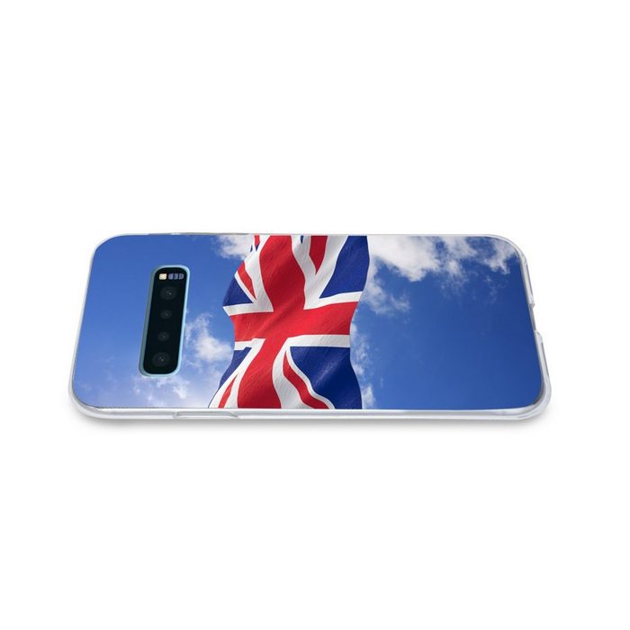 MuchoWow Handyhülle Die Flagge des Vereinigten Königreichs weht am Himmel Phone Case Handyhülle Samsung Galaxy S10+ Silikon Schutzhülle FN11340
