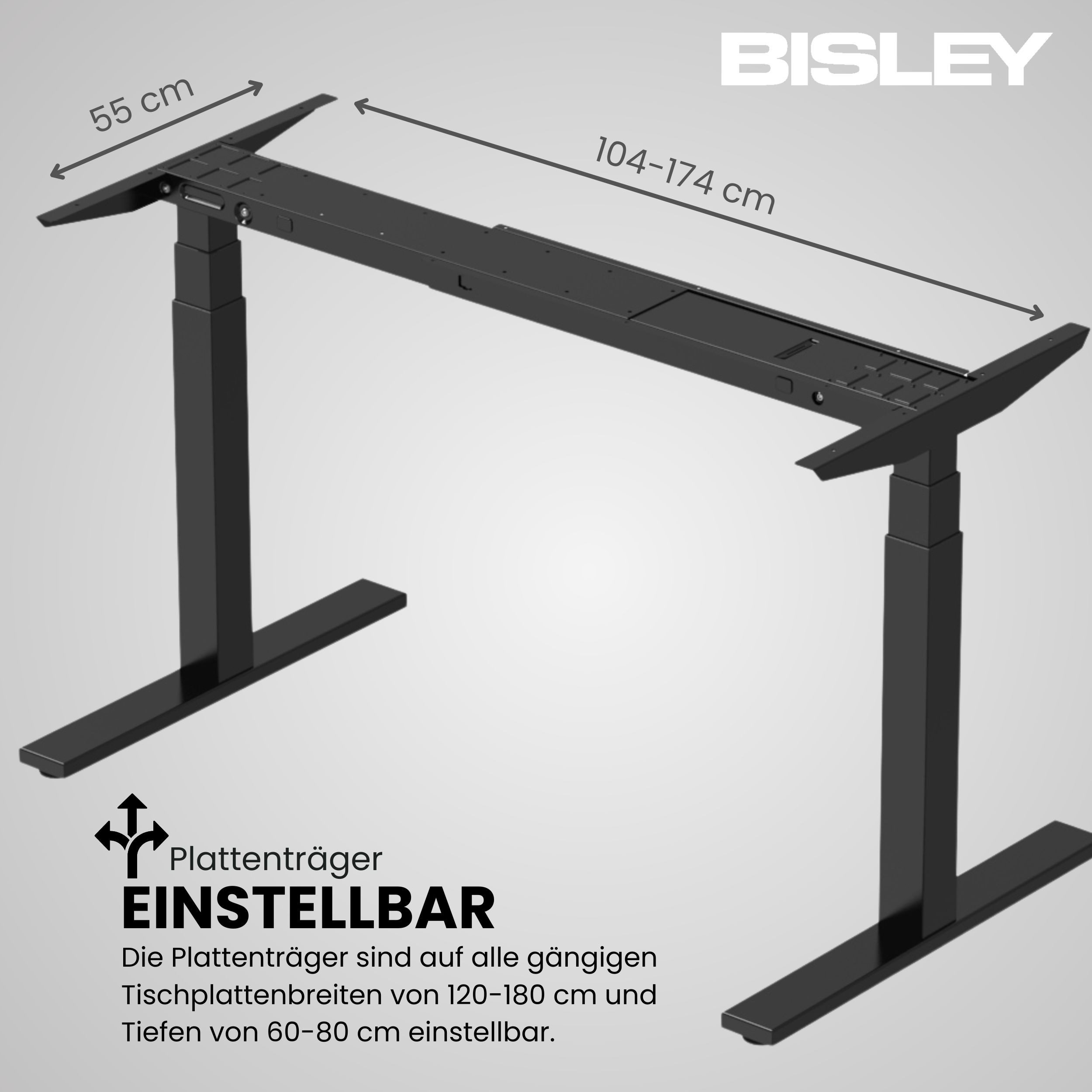 Bisley Schreibtisch E-WonderTech, in Schwarz - Maße: H 128 x B 110 x T 60 cm