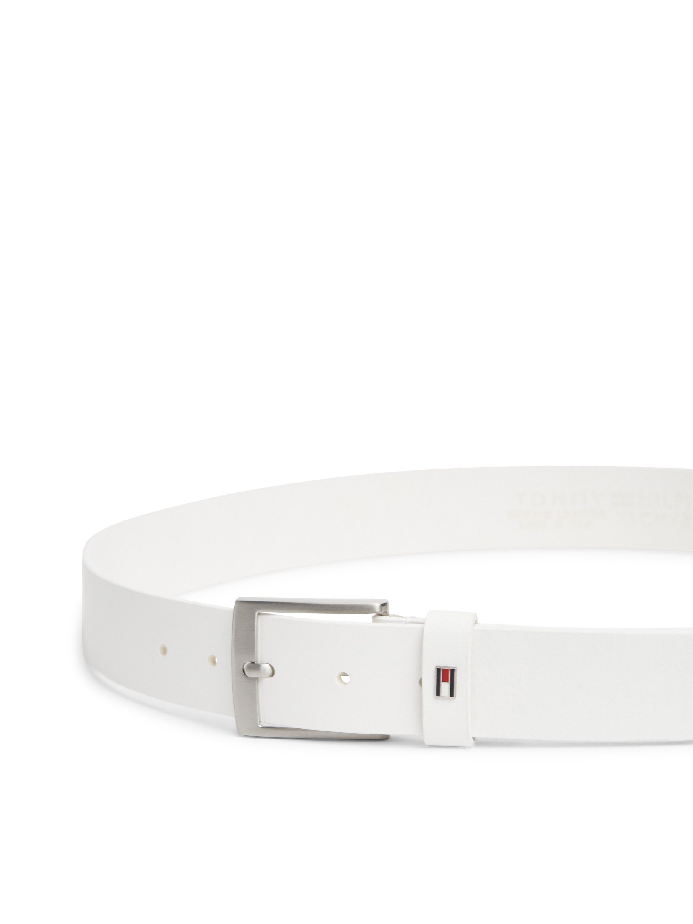 Tommy Hilfiger Ledergürtel ADAN 3.5 cm breit EXT Metalllogopatch, Einfachdornschnalle