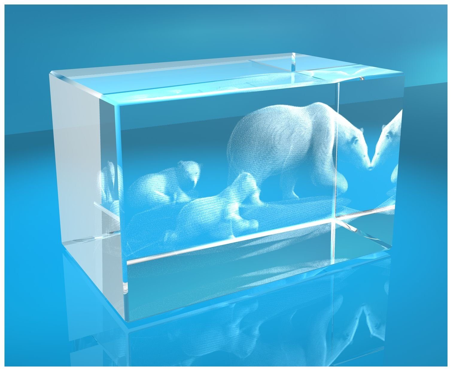 VIP-LASER Hochwertige Germany, Motiv: in 3D Glasquader Eisbär, Familienbetrieb Dekofigur Geschenkbox, Made