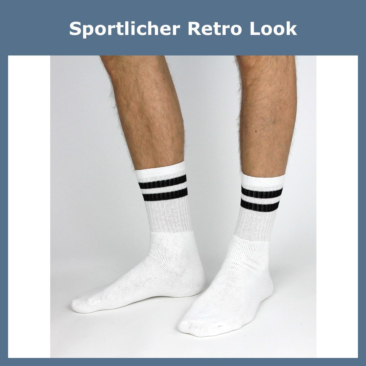 GAWILO Tennissocken für Herren im Retro-Style in weiß & schwarz für Freizei günstig online kaufen