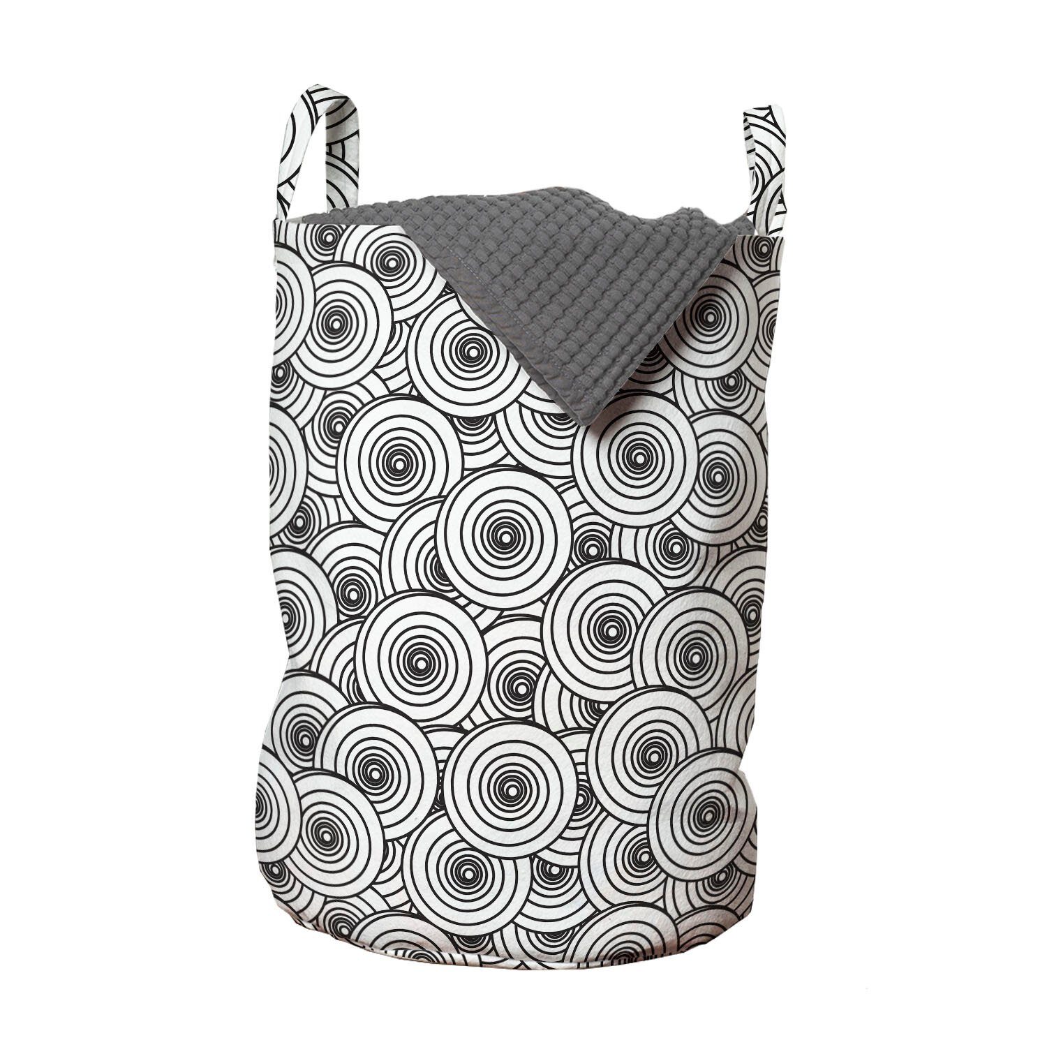 Abakuhaus Wäschesäckchen Wäschekorb mit Griffen Kordelzugverschluss für Waschsalons, Abstrakt Minimalist Abgerundete Ovals