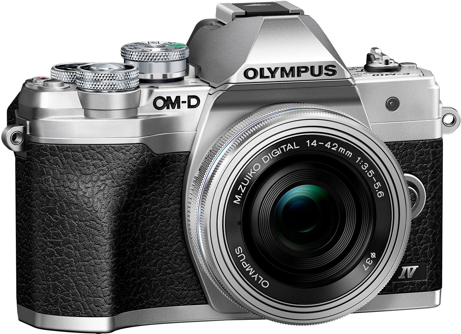 Olympus E-M10 Mark IV Systemkamera (M.Zuiko Digital ED 14‑42mm F3,5-5,6 EZ Pancake, 20,3 MP, Bluetooth, WLAN (WiFi), +BLS-50, F-5AC USB-AC Adapter, USB cable, Shoulder Strap)