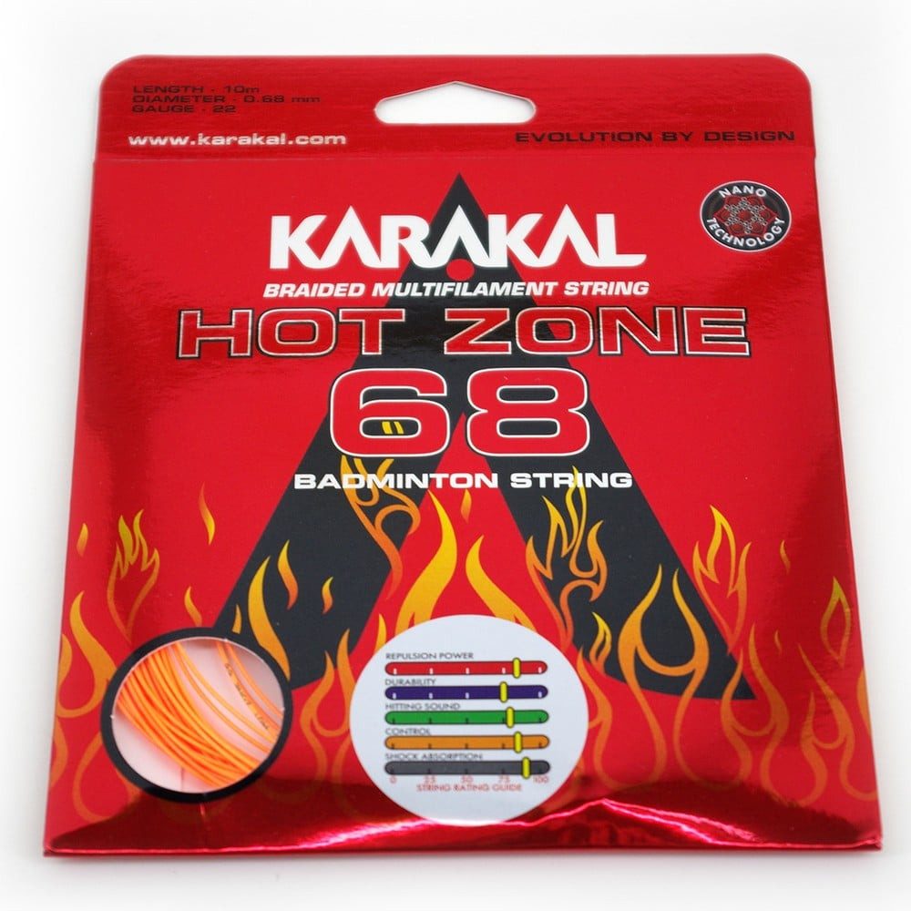 Karakal Badmintonsaite Hot Zone 68 orange 10m Set, Saitendicke: 0.68