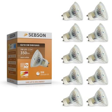 SEBSON LED-Leuchtmittel GU10 LED Lampe 5W dimmbar 3000K 230V Leuchtmittel - 10er Pack