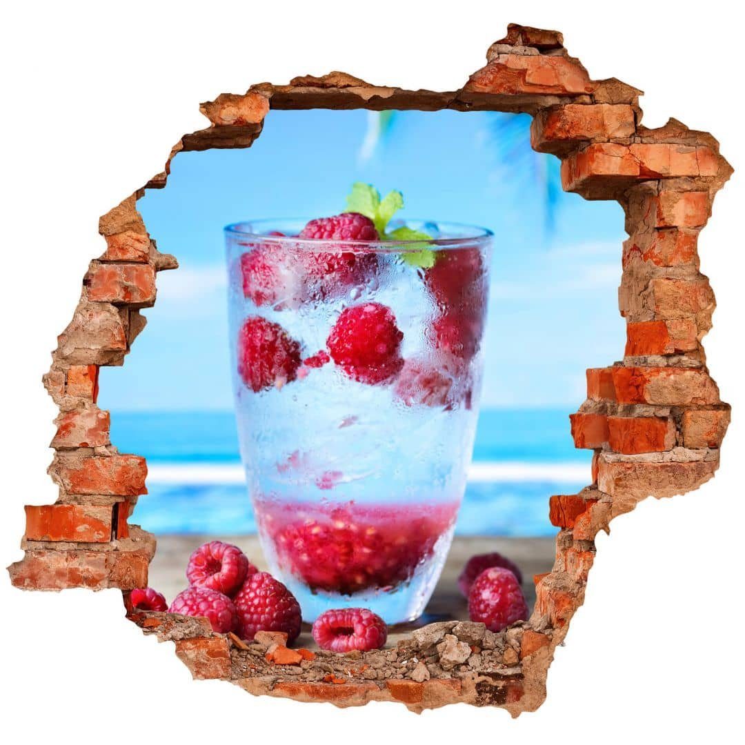 K&L Wall Art Wandtattoo 3D Wandtattoo Aufkleber Küche Sommer Cocktail Tropical Mojito Himbeere, Mauerdurchbruch Wandbild selbstklebend