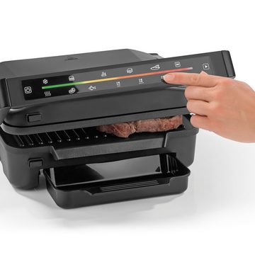 N8WERK Kontaktgrill Kontakt-Grill Elektrogrill fettarm Touch Display, 2000 W, Midnight Edition 6 Programme