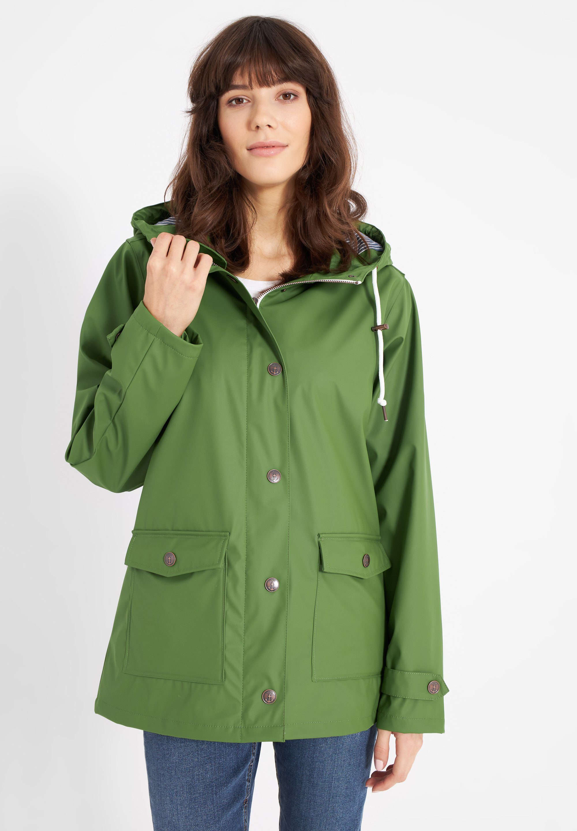 Derbe Regenjacke Pensby Wasserabweisend, winddicht, gestreiftes Innenfutter, nachhaltig cactus/navy