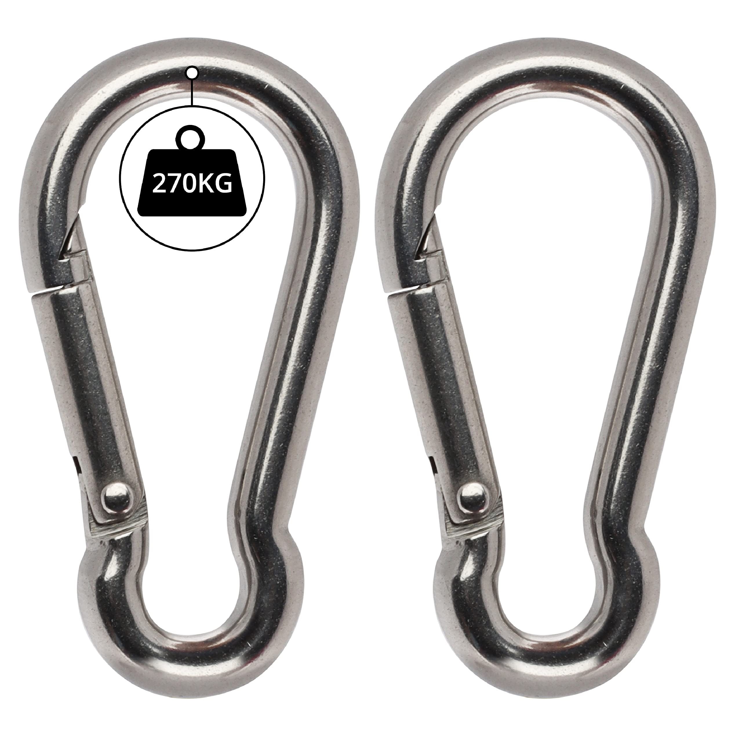 Spanngurt Edelstahl Karabiner M12 - 2 Stück, 13,8cm Länge
