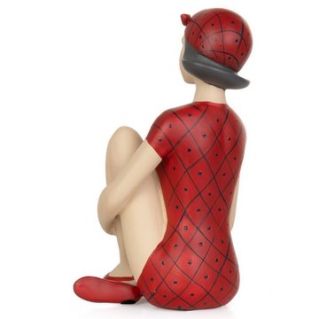 Moritz Dekofigur Deko-Figur Badenixe im roten Badeanzug sitzend Maritime Deko aus Polyr, Dekofigur aus Polyresin Dekoelement Dekoration Figuren
