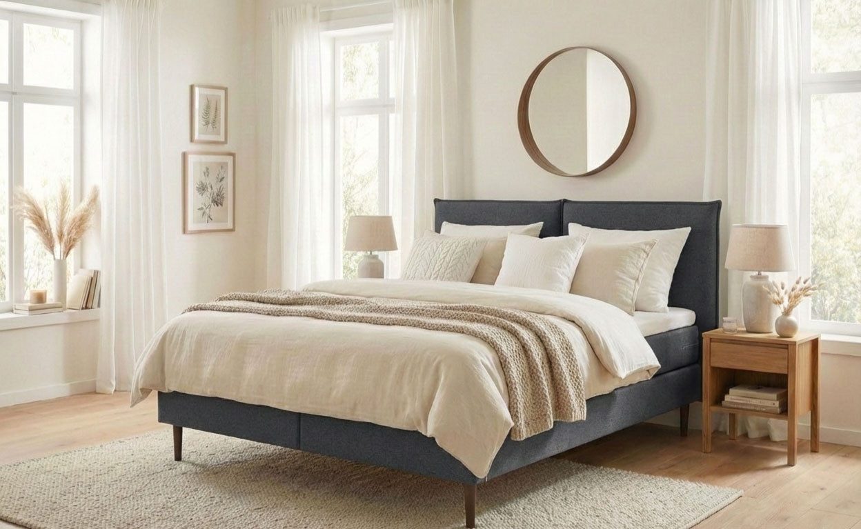 LeGer Home by Lena Gercke Bett ERIK Boxbett mit Bonnell-/Taschen-Federkernmatratze, Breite 160/180cm, wahlweise Härtegrad der Matratze H2/H3/H4, Polsterbett mit/ohne Topper