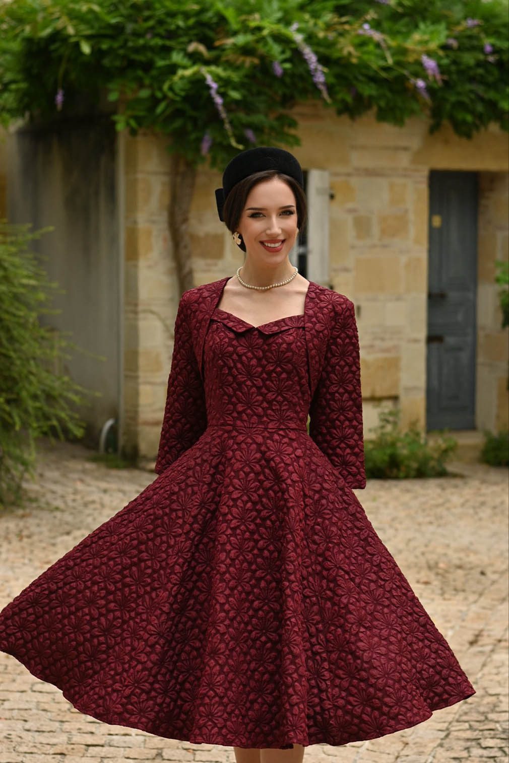 Hearts & Roses London A-Linien-Kleid Thea Floral mit Bolero Vintage Retro 5 günstig online kaufen