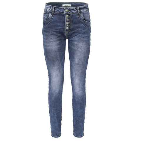 Jewelly Regular-fit-Jeans Stretch Jeans Five-Pocket im Crash-Look