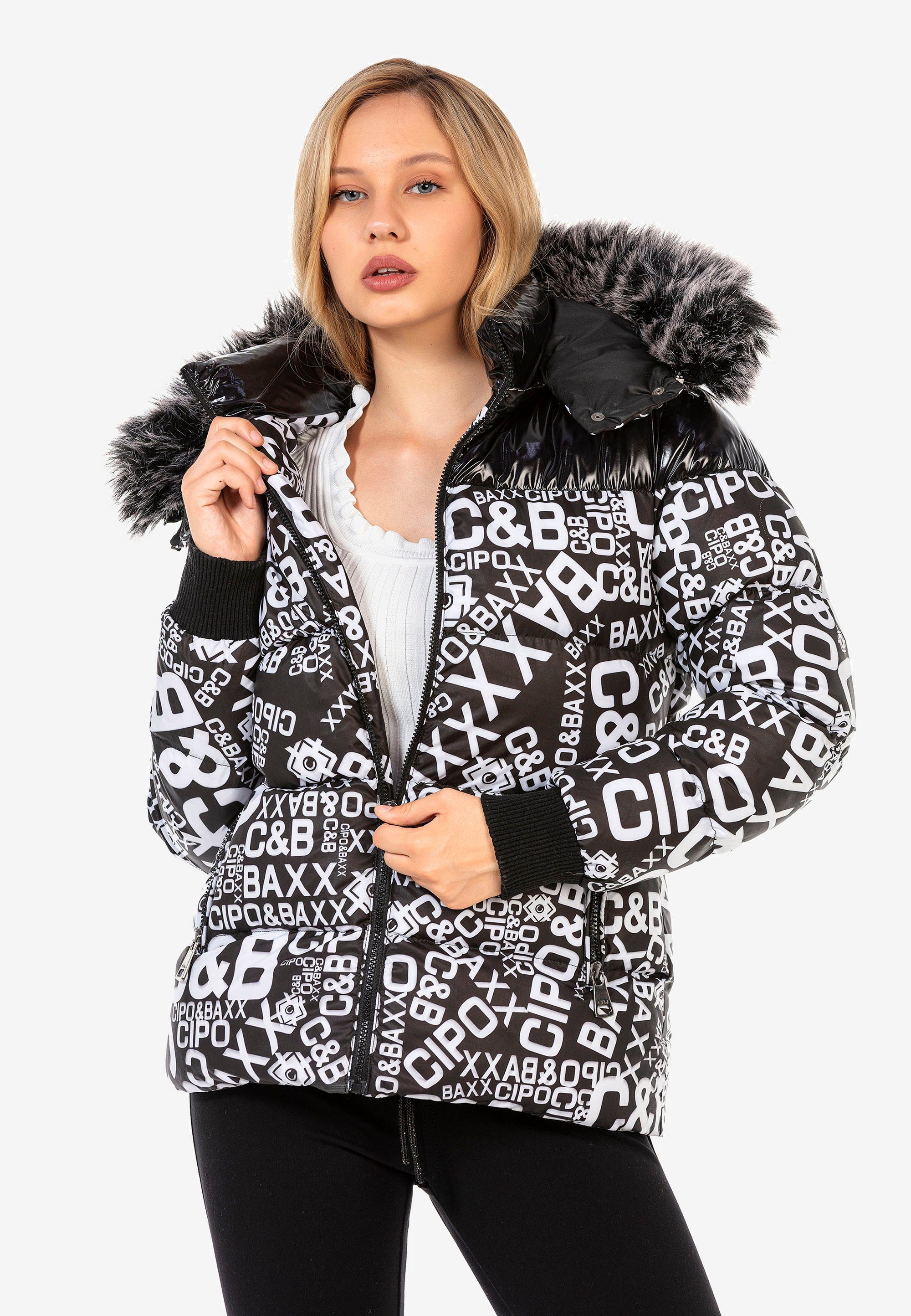 Cipo & Baxx Steppjacke mit modischem weiß-schwarz Allover-Print