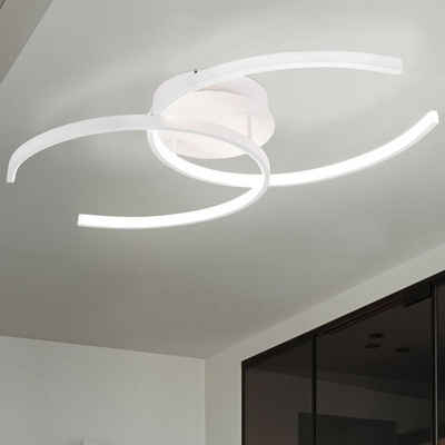 etc-shop LED Deckenleuchte, LED-Leuchtmittel fest verbaut, Warmweiß, LED Decken Lampe Wohn Zimmer Beleuchtung Ring Design Leuchte weiß