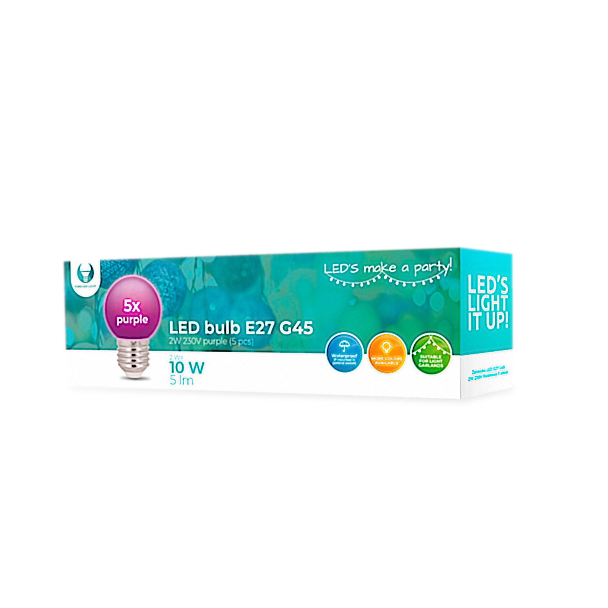 Forever Light LED-Leuchtmittel für dekorative Beleuchtung, E27, 5 St., Lila