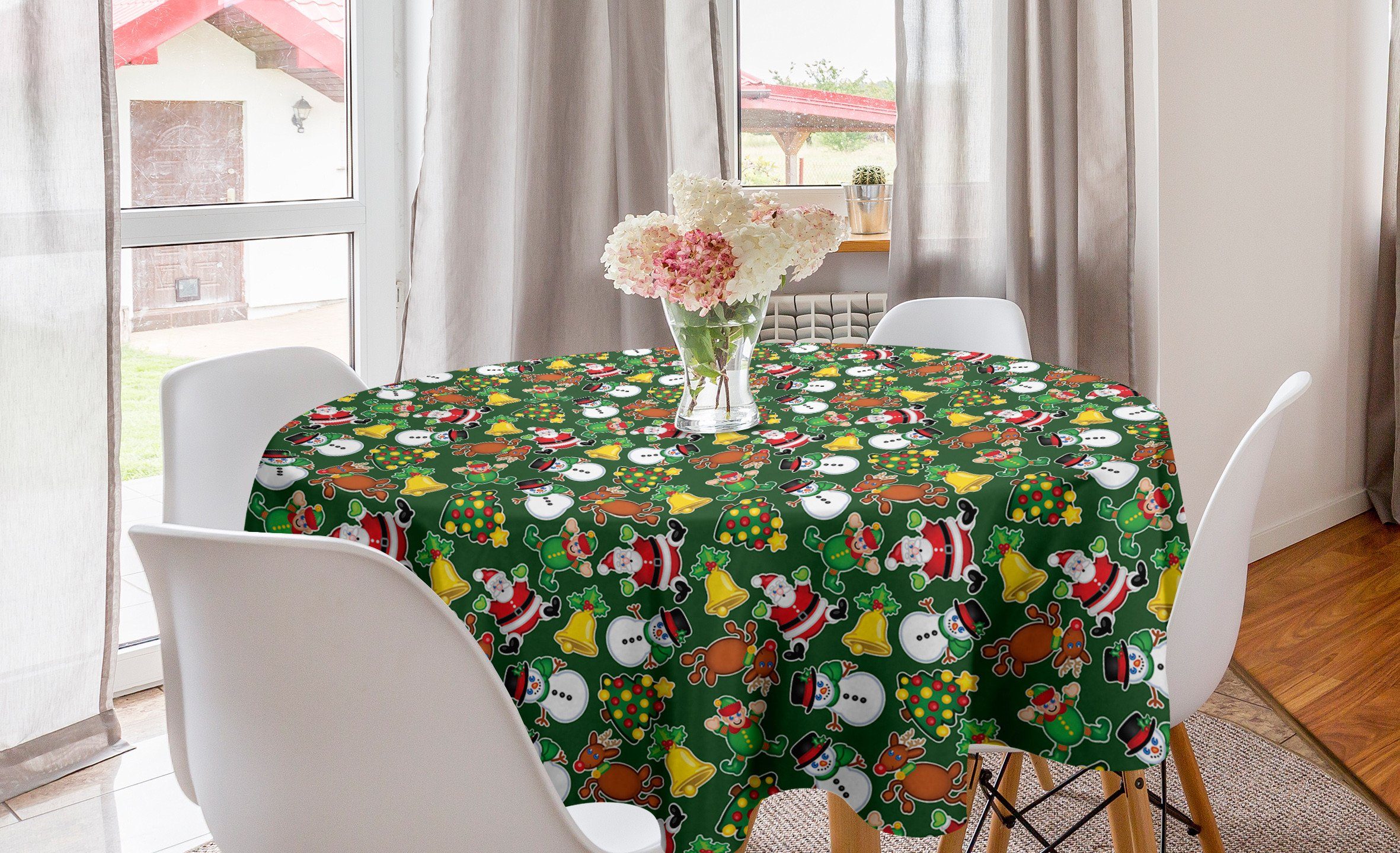 für Tischdecke Vivid Dekoration, Abakuhaus Esszimmer Tischdecke Abdeckung Küche Kreis Weihnachten Joyous