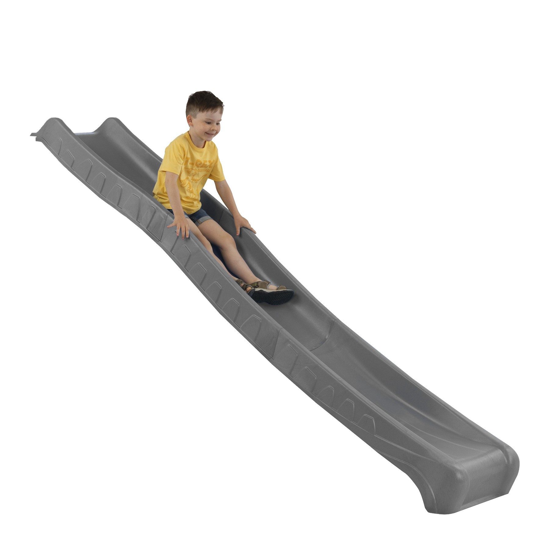 TikTakToo Wellenrutsche Wellenrutsche HDPE-Wellenrutsche Anthrazit – Anbauhöhe 1,50 m, Wasseranschluss, UV-beständig, 3-teilig, robustes HDPE, 70 kg