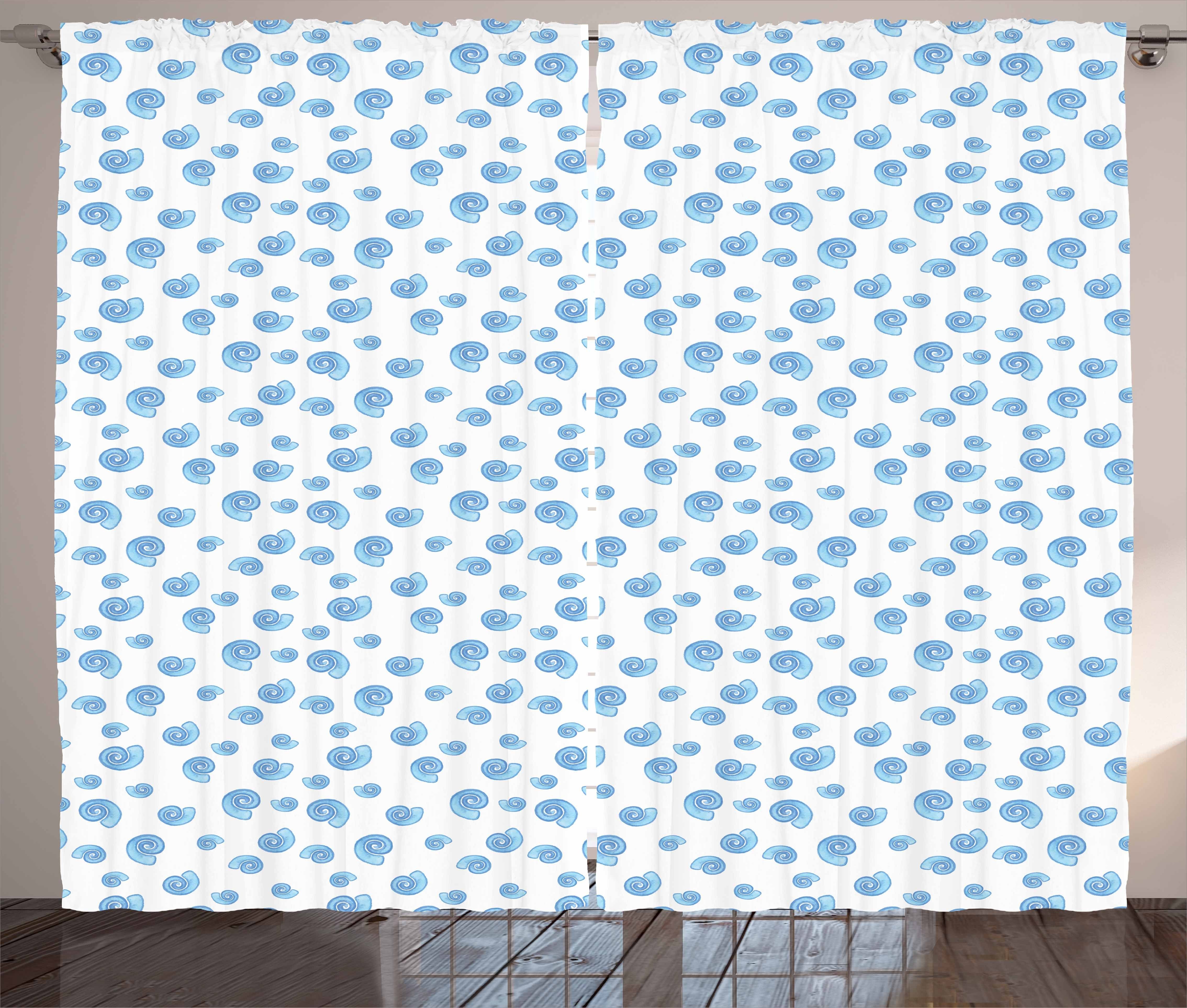 Haken, mit Gardine Schlaufen Vorhang und Kräuselband Abakuhaus, Motiv Aquarell Aquatic Shells Schlafzimmer