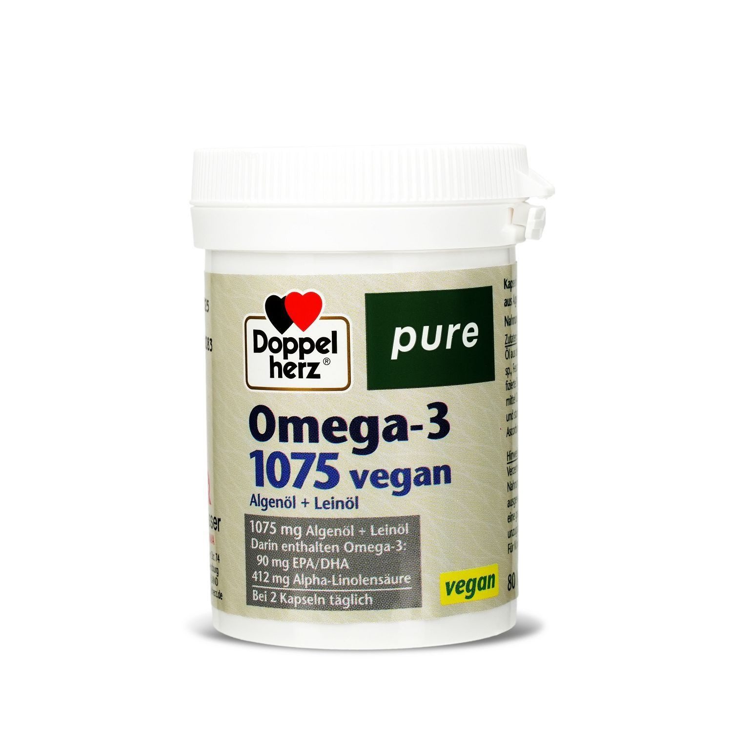Doppelherz DOPPELHERZ Omega-3 1075 vegan pure Kapseln, 80 Stück Kapseln, 80,00 St.
