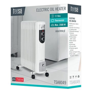 Teesa Ölradiator TSA8049, 2500 W, Elektrischer Ölradiator 2500 W 3 Heizmodi 11 Rippen