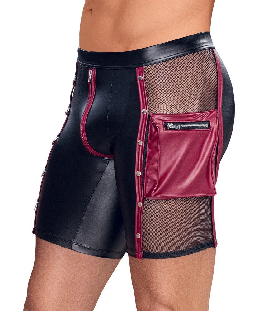 NEK Boxershorts Boxershorts mit Reißverschluss uns seitlichem Netz mit Ketten - schwar (1-St) Cooler Mattlook und seitliches Netz