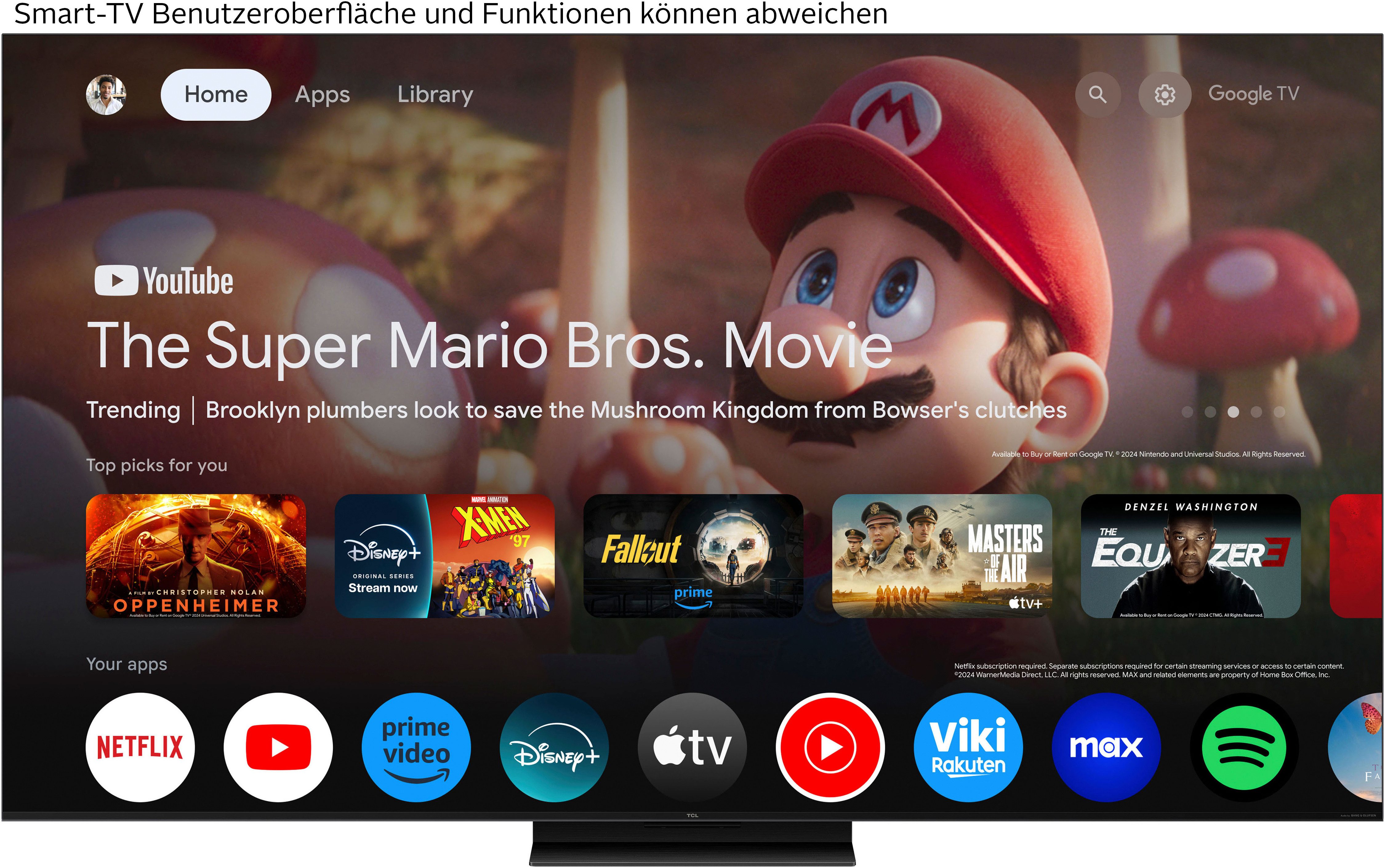 TCL 55Q7CX1 Mini-LED-Fernseher (139 cm/55 Zoll, 4K Ultra HD, Google TV, Smart-TV, Audio von Bang & Olufsen, Dolby Vision, Smart TV, Apple TV, 4K HDR)