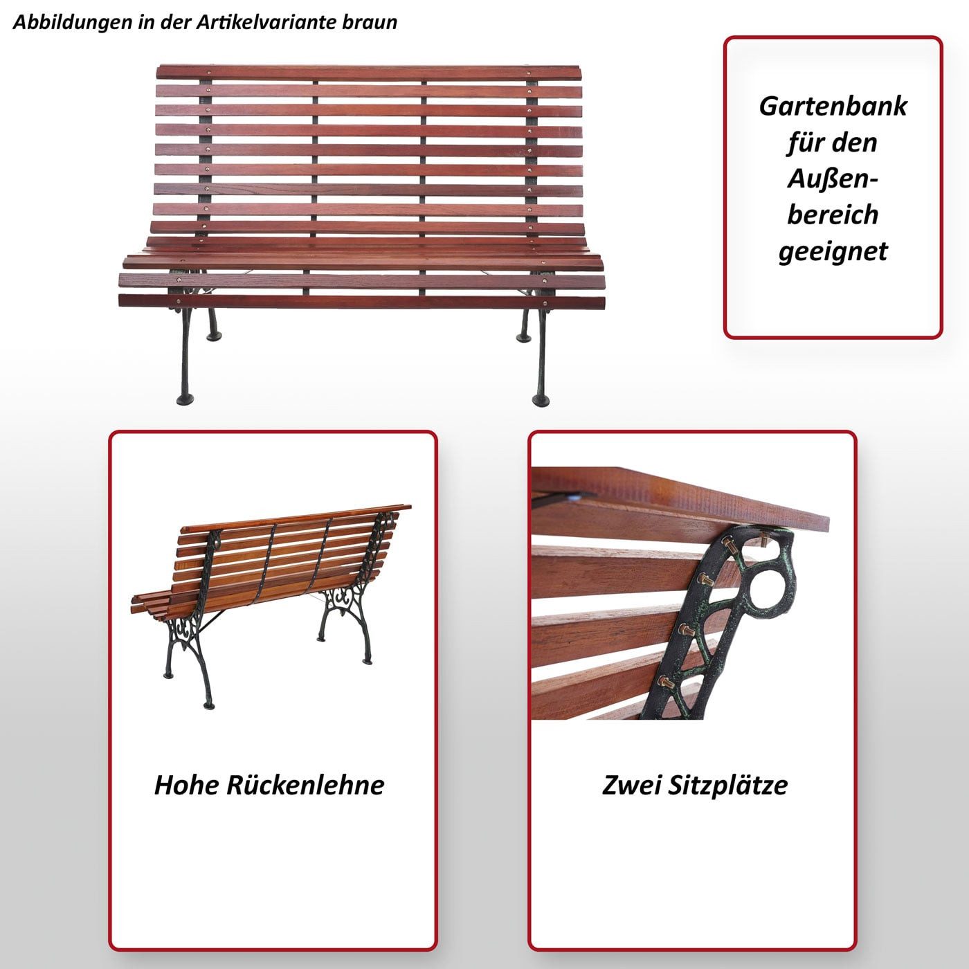 MCW Gartenbank MCW-F97-S, Verspieltes Design, Hohe Stabilität