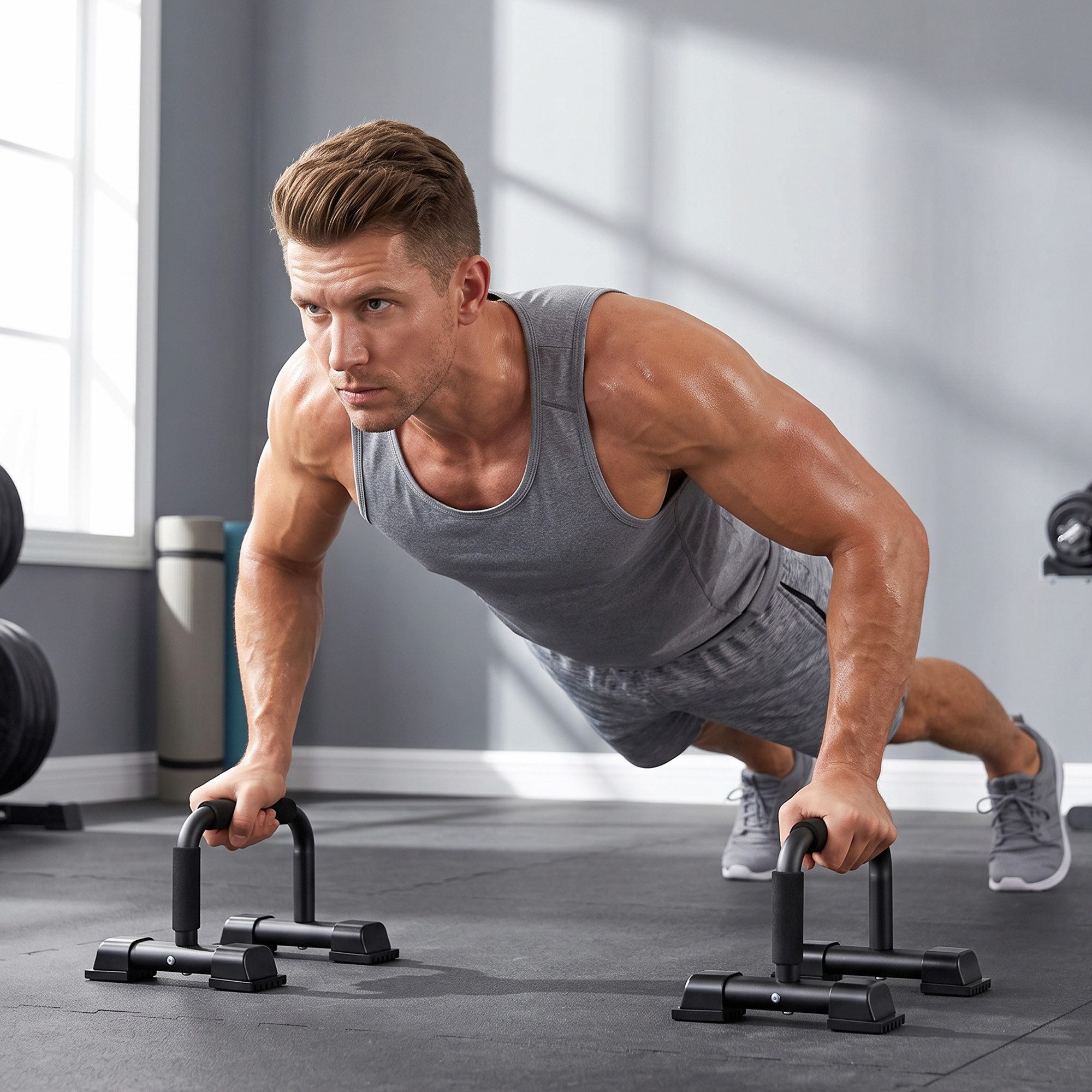 HOMCOM Liegestützgriffe Dip Barren 2er Set Dip Station bis 120 kg belastbar für Zuhause (Push up Bars Parallettes, 2-St., Liegestützgriffe), Schwarz 36 x 25 x 20 cm