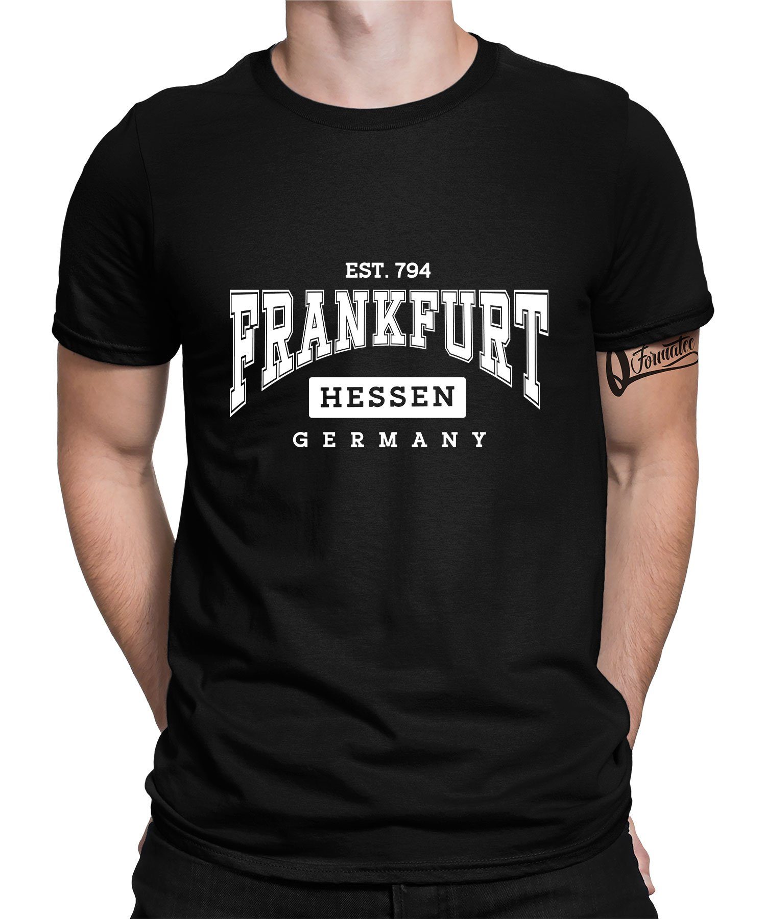 (1-tlg) T-Shirt Herren Kurzarmshirt Frankfurt Germany Quattro Hessen Formatee Frankfurter