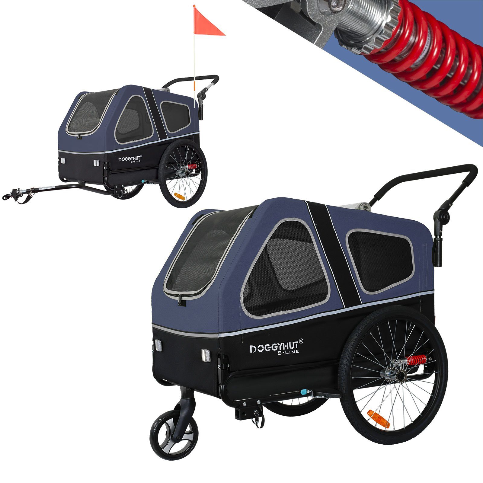 TIGGO Fahrradhundeanhänger Doggyhut S-Line XXL Fahrradanhänger & Hundebuggy 2 in 1