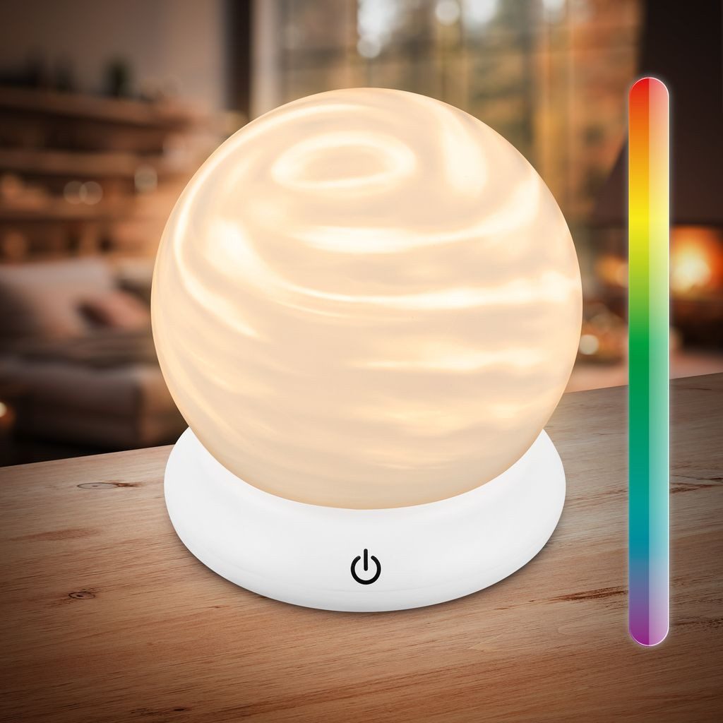 Briloner Leuchten Tischleuchte Tischlampe kabellos Akku USB-C RGB Lichteffekt, LED wechselbar, 2700K - Extra-Warmweiß, RGB - Farbwechsler, 15x16,5 cm, Akku tauschbar, Wohnzimmer, Flur, Schlafzimmer