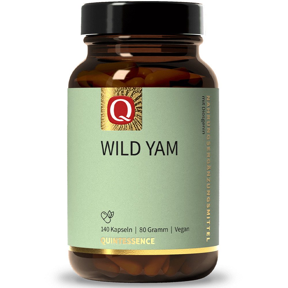 Quintessence Wild Yam Kapseln – Yamswurzel Extrakt (Dioscorea villosa) - 140 Kapseln, 80 g, Hochwertige Premiumqualität - vegan-mit 20 % Diosgenin-95 mg pro Kpsl.