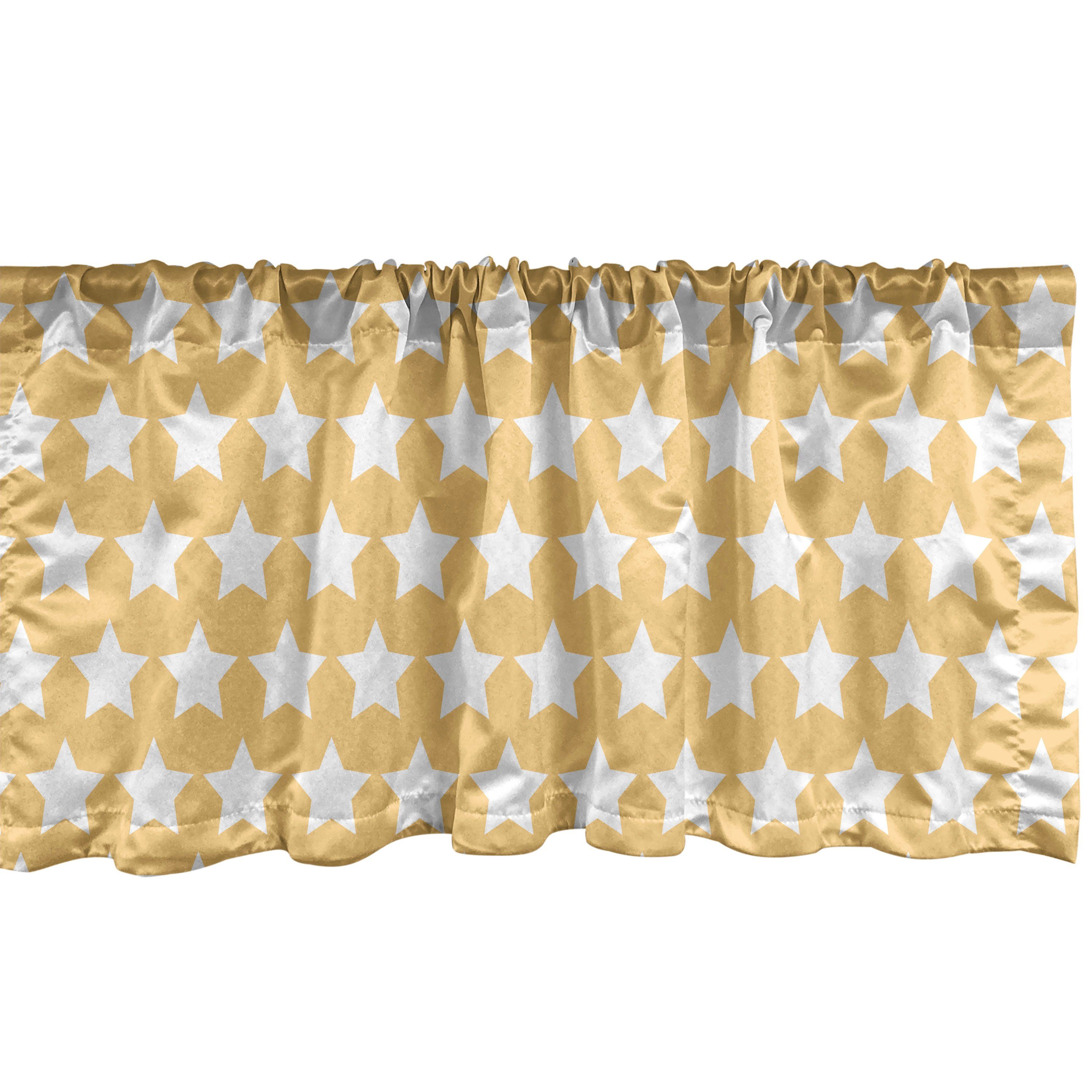 Scheibengardine Vorhang Volant für Küche Schlafzimmer Dekor mit Stangentasche, Abakuhaus, Microfaser, Gelb und Weiß Retro Sterne