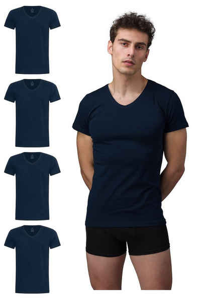 Burnell & Son Unterhemd T-Shirt Business mit Kurzarm und V-Ausschnitt für Herren aus Baumwolle (Packung, Set, Spar-Pack, Spar-Packung, 3-St., 3er Pack) Feinripp, extra lang - Basic Slim Fit