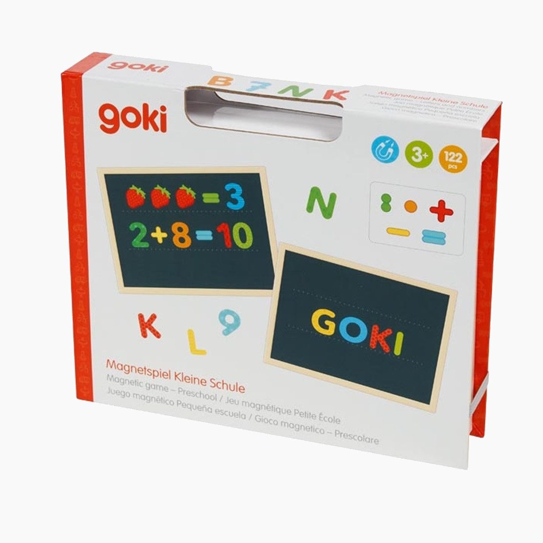 goki Lernspielzeug Magnetspiel Kleine Schule (packung, 122-St), Eine interaktive Lerntafel für kleine Entdecker